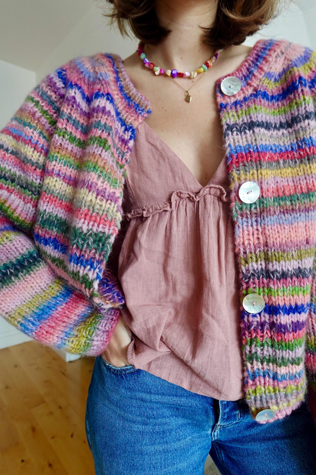 Knitting Pattern for a Colorful Cardigan | Beginner Cardigan | Knitting ...