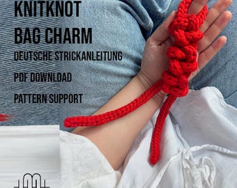 Patrón de tejido para colgante de bolso | Patrón de tejido para llavero "KnitKnot Bag Charm" | INSTRUCCIONES EN ALEMÁN