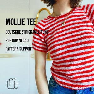 Knitting Pattern Striped Shirt | Knit a Raglan T-Shirt &quot;Mollie Tee&quot; | GERMAN KNITTING PATTERN