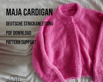 Knitting pattern cardigan round neck | Cardigan knitting pattern "Maja Cardigan" | GERMAN INSTRUCTIONS