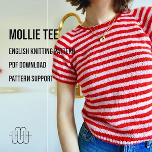 Basic striped Shirt Knitting Pattern | Knit a T-Shirt "Mollie Tee" | ENGLISH KNITTING PATTERN