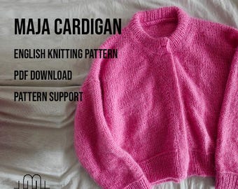 Knitting Pattern Cardigan | Round neck jacket knitting pattern "Maja Cardigan" | ENGLISH KNITTING PATTERN