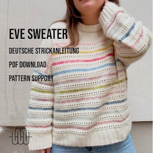 Knitting pattern for sweater with lace pattern | Sweater knitting pattern &quot;Eve Sweater&quot; | GERMAN INSTRUCTIONS