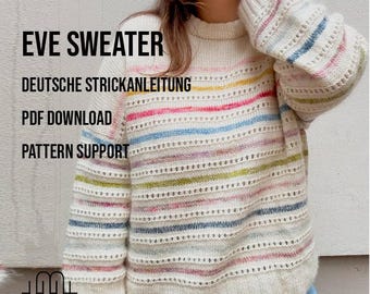Strickanleitung Pullover Lochmuster | Pulli Strickanleitung "Eve Sweater" | DEUTSCHE ANLEITUNG