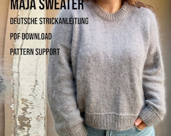 Strickanleitung Basic Pullover | Stricke einen Pulli "Maja Sweater" | DEUTSCHE STRICKANLEITUNG