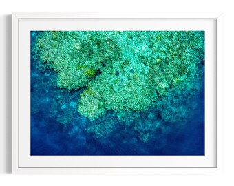 La Grande Barrière de Corail | Photographie aérienne de Port Douglas | Récif | Eau bleue | Impression d'art du Queensland | Drone