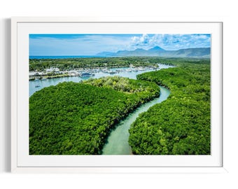 Port Douglas Aerial Photography | Sunset Colours & Blue Water | Queensland Art Print | Golder Hour