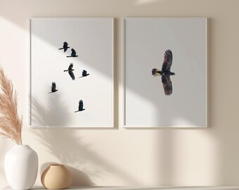 Duo Black Cockatoo Wall Art | Australian Wildlife Photography | Bird Print Duo | Nature Wall Decor | Fine Art Print | Coastal Home Art