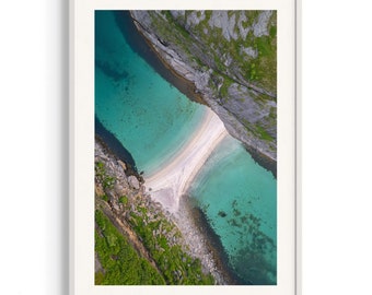 Norway | Hovdsundet | Sea | Colours | Art Print | Original photography | Nature | Beach | Summer | Midnigth sun | Aerial | Drone
