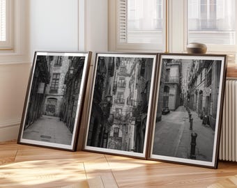 Barcelona Street Photography | Black and White Art Print | Spain Wall Decor | Gothic Quarter | Original City Photo