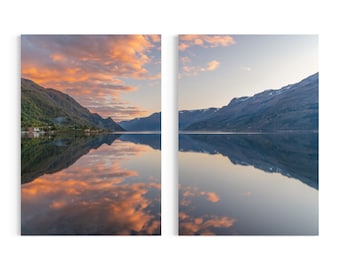 Combo | Duo | Norway | | Reflection | Landscape | Colours | Art Print | Original photography | Nature | Fjords | Lake | Sunset