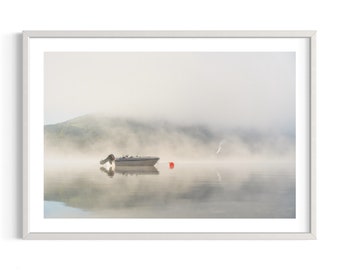 Norvège | | Réflexion | Paysage | Couleurs | Impression artistique | Photographie originale | Nature | Fjords | Lac | Ciel bleu | Bateau | Lever du soleil