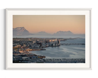 Norway | Bodo | Sea | Colours | Art Print | Original photography | Nature | Beach | Midnight sun | Aerial | Drone | Sunrise | Sunset | City