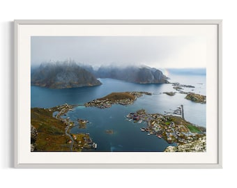 Norway | Lofoten | Reine | Colours | Art Print | Original photography | Nature | Fjords | Snow | Aerial | Sunset | Artwall