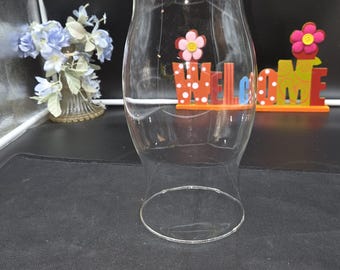 Vintage Crisa Hurricane Glass Lamp Shade Clear Curved Lamp Chimney Replacement