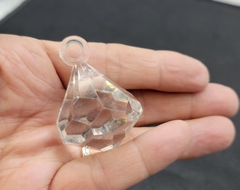 2" Faceted Acrylic Lucite Chandelier Clear Round Drop Prism Christmas Tree Ornament