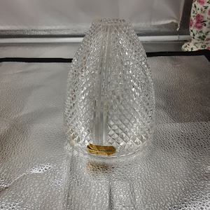 Vintage Diamond Point Glass Hurricane Shade for Chandelier