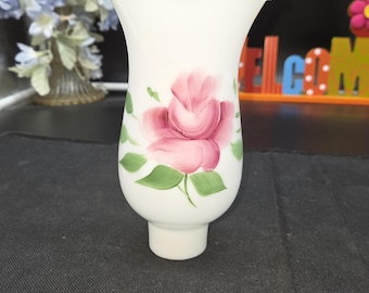 VTG Hand Painted Roses Milk Glass Lamp shade