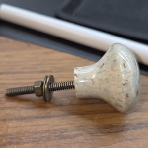 Blue, Gray, Brown Marble speckle drawer pull.  Made in India