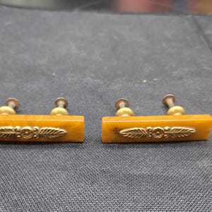 Antique Bakelite And Brass Leaf Drawer Pulls Qty 2