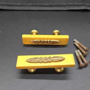 Antique Bakelite And Brass Drawer Pull Qty 2