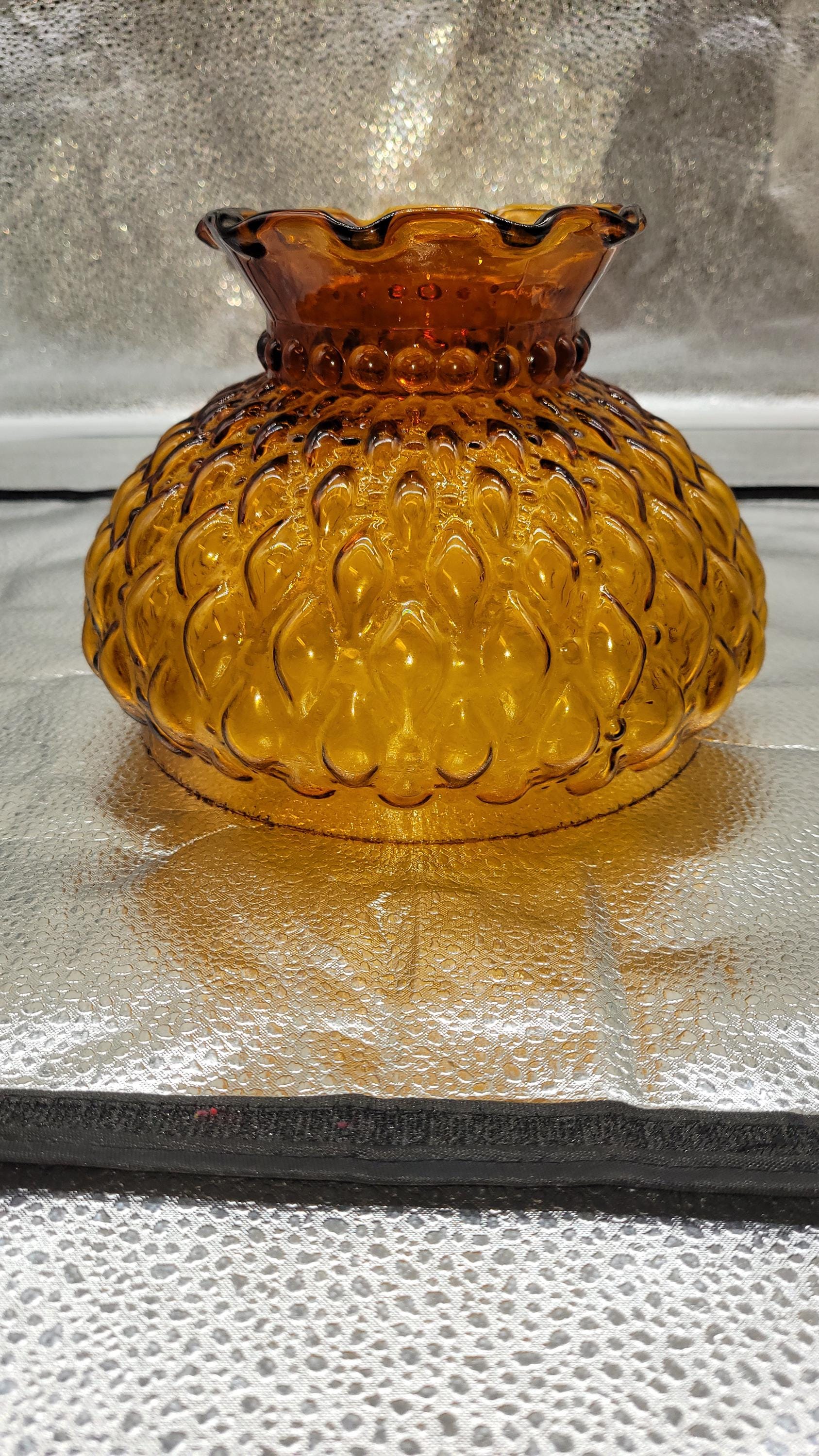 未開封　amber diamond pattern lamp shade 未開封 amber diamond pattern lamp shade vintage amber glass