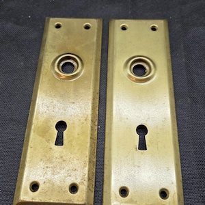 Vintage Pressed Metal Brass finish style door knob backplate
