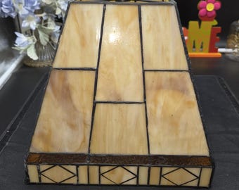 Vintage Arts & Crafts Style leaded glass Pyramid Lamp shade