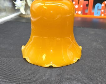 Vintage  Amber Cased Glass Lamp Light Shade Ruffled