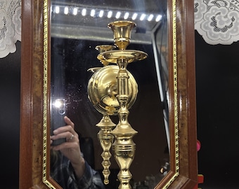 Vintage Rare Mirror with Brass Wall sconce.