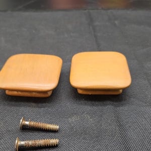 Vtg Two(2) Beech Square wood Cabinet Knobs / Pulls