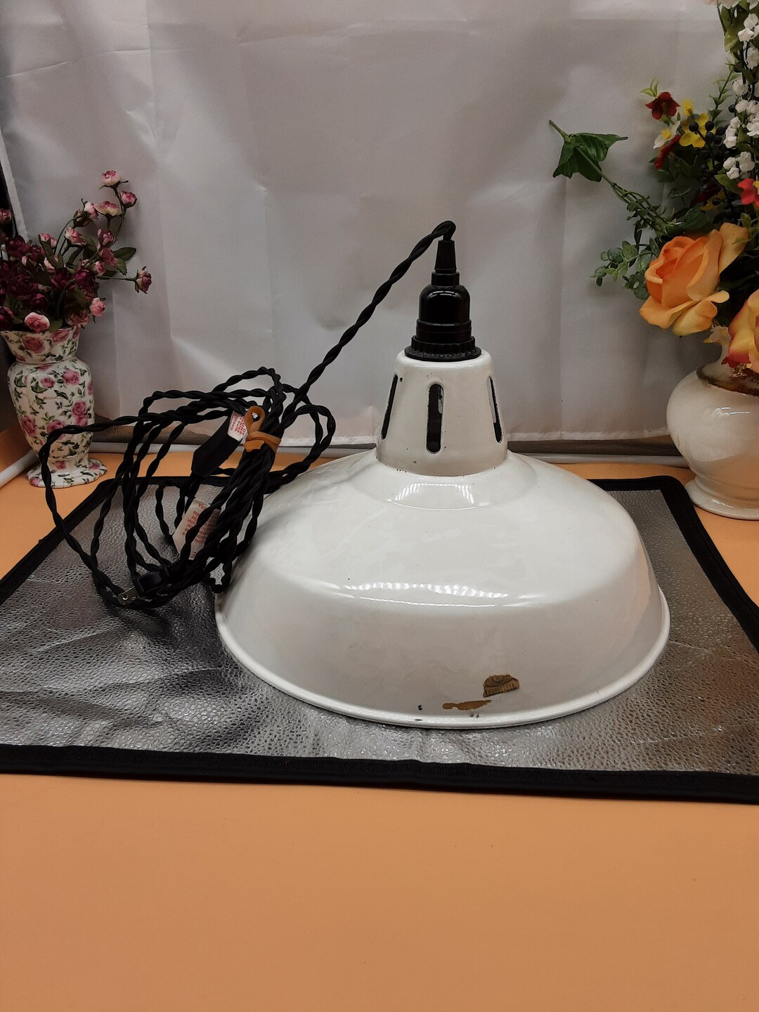 ONE Vintage White Industrial Gooseneck Light Barn Light 14 Diameter Etsy