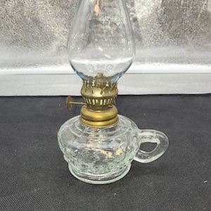 ANTIQUE Clear glass finger Oil lamp / Wick