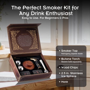 Whiskey Cocktail Smoker Kit, Old Fashioned and Bourbon Smoker Kit, Birthday Gifts for Dad & Him