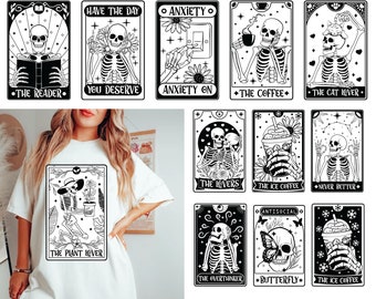 Skeleton Tarot Card Svg Bundle, Funny Tarot cards Bundle SVG, Tarot bundle Svg,  Funny Skeleton Svg, Skull Tarot Svg,Coffee skull svg Bundle