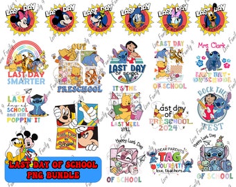 Last Day Of School Png Bundle, End Of School Png, Mouse and Friends, Cartoon Characters, School's Out Summer Png, Summer Break Png, School