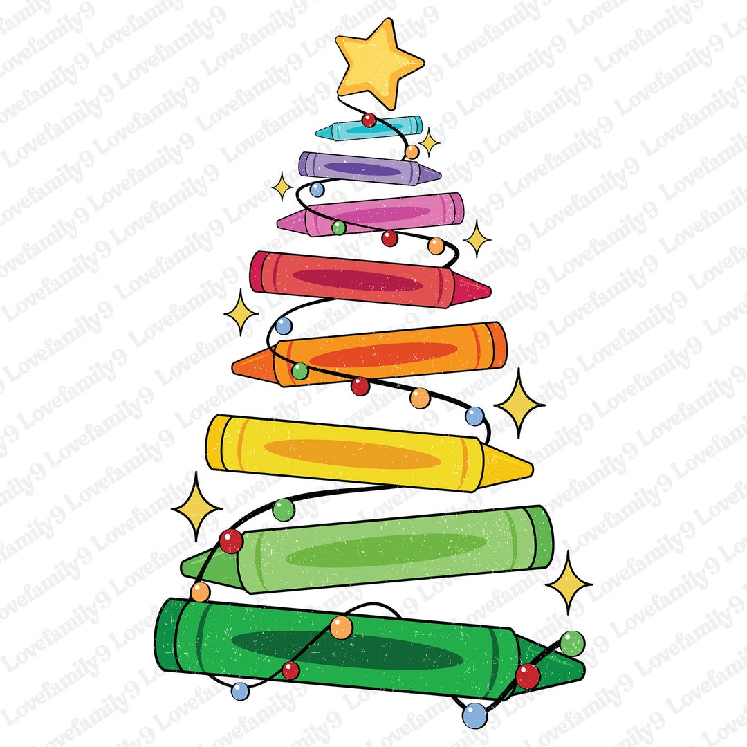 Crayon Christmas Tree PNG, Christmas Gift, Christmas Crayon Png, School