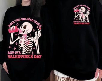Valentines Skeleton Png, Dead Inside But's It Valentine's Day Png, Coffee Valentine, Valentines Day Png, Couple Matchings Valentine Png