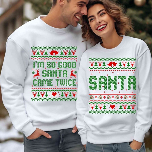 Couples Ugly Christmas Sweater Svg, I'm So Good Santa Matching Couple Christmas Svg, Christmas Ugly Svg, Merry Christmas, Christmas Gifts