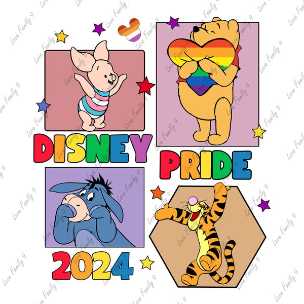 Pride Month 2024 Svg, LGBT Pride Svg, LGBT Community Svg, Winnie The Pooh LGBT, Pride Flag Svg, Rainbow Svg, Lgbt Svg, Svg Files For Cricut