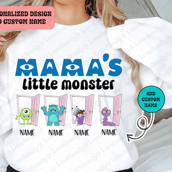 Personalized Mama's Little Monster Png, Mama Monster Png, Mothers Day Png, Cartoon Characters, Custom Kids Name Png, Mothers Shirts Png