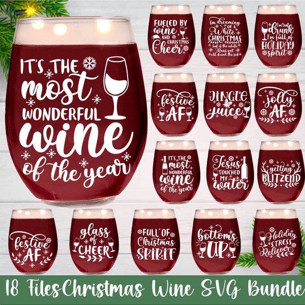 Christmas Wine SVG Bundle, Christmas Wine Glass SVG Bundle, Christmas Svg, Wine svg, Wine bundle svg, Christmas Cricut