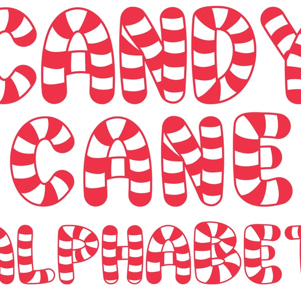 Candy Cane Alphabet, Candy Cane Font Svg, Christmas Alphabet, Christmas Font Svg, Christmas Doodle Letters, Hand Drawn Doodle Alpha Bundle