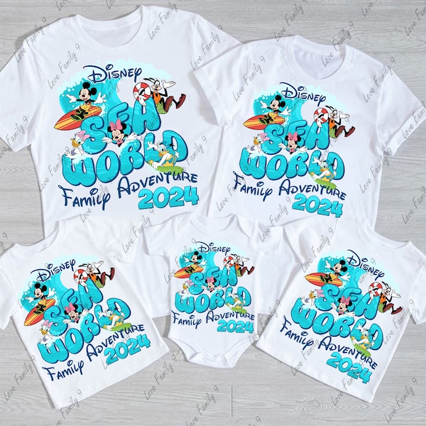 Sea World Family Adventure 2024 Svg, Family Vacation 2024 Svg, Family Trip Svg, Matching Family Svg, Mouse and Friends, Vacay Mode Svg