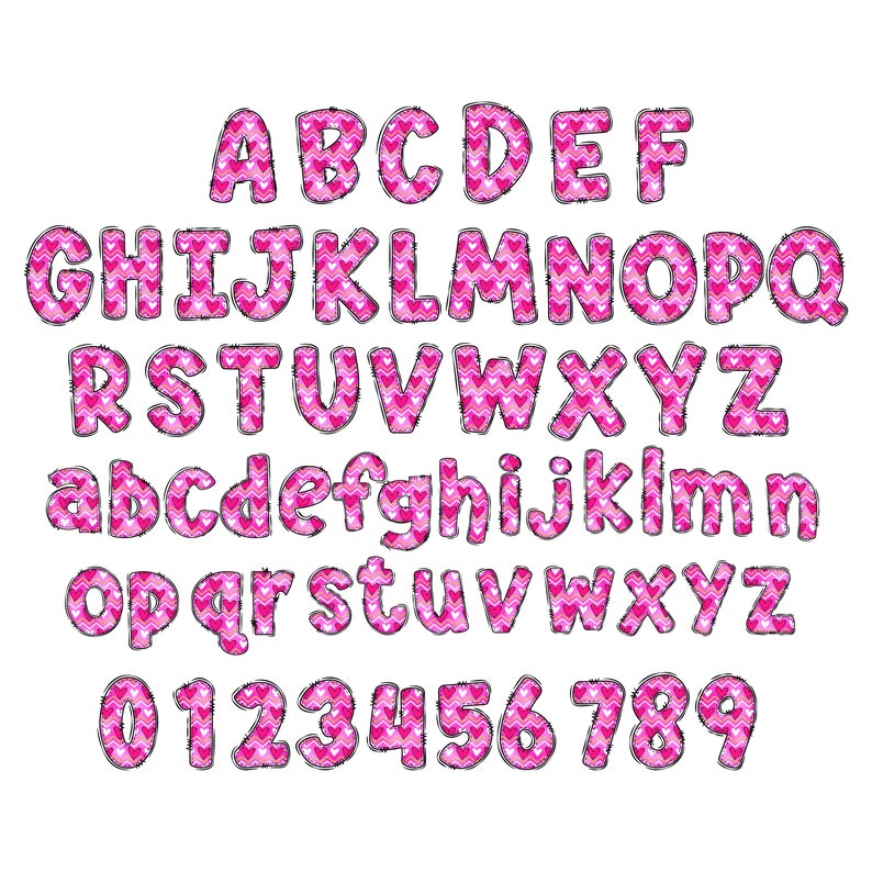 Valentine Alphabet PNG, Valentine Doodle Letters Bundle, Hand Drawn ...