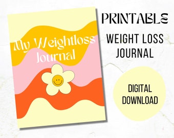 Retro Weightloss Fitness Tracker Journal, Weight Loss Journal Digital, Weight Loss Tracker Printable, Weightloss Planner, Weekly Weigh In