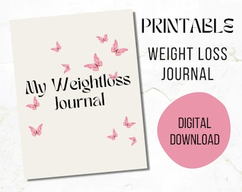 Butterfly Weightloss Fitness Tracker Journal, Weight Loss Journal Digital, WeightLoss Tracker Printable, Weightloss Planner, Weekly Weigh In