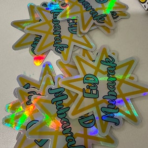 Eid Mubarak stickers shiny holographic eid stickers labels