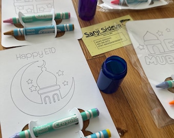 Ramadan/Eid Coloring Cards, Kids Party Favors, School Gifts