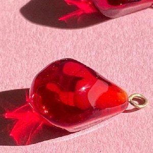 Glass beads ,Garnet  jewelry, Handmade Glass Lampwork Beads, Pomegranate Seed Beads, Pomegranate Jewelry